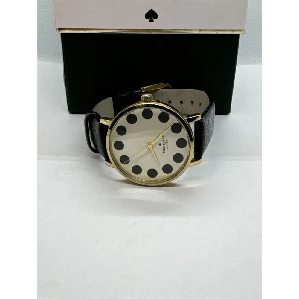 Kate Spade New York 0107 Women's Black Leather Analog Dial Quartz Watch JNA166